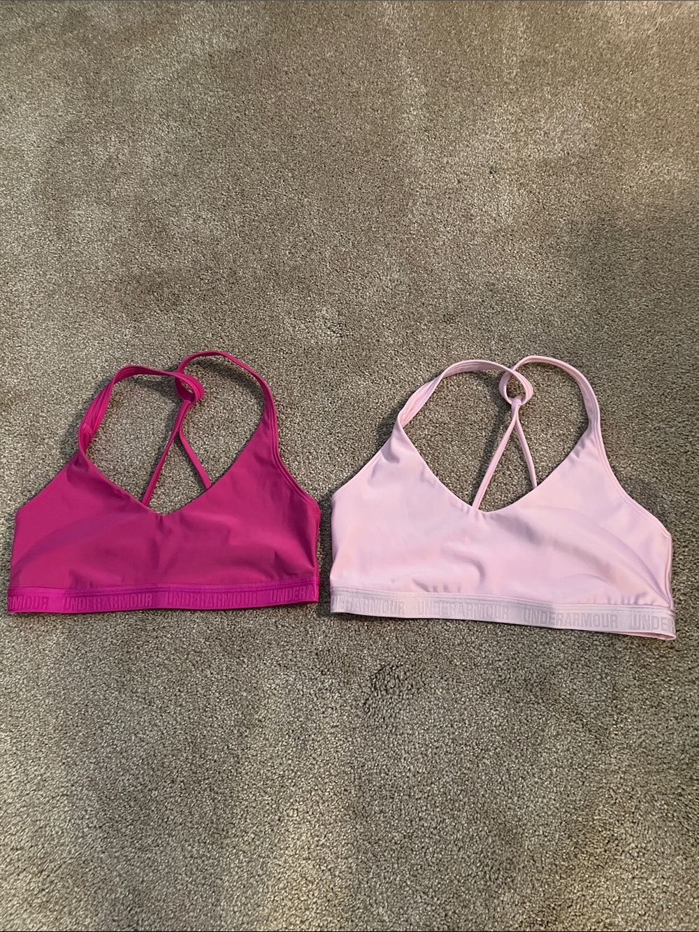Under Armour Malibu Magenta & Light Pink Sports Bras/Tops. Small.